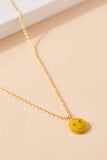 Smiley Face CZ Pendant Necklace - Yellow