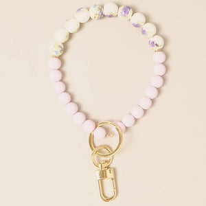 Ceramics Beaded Bracelet Key Chain: Purple