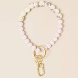 Ceramics Beaded Bracelet Key Chain: Purple
