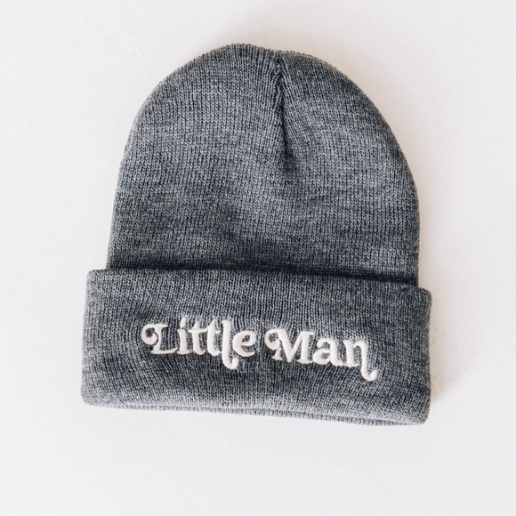 Matching Knit Hats- Little Man- Dark Gray: Youth Size