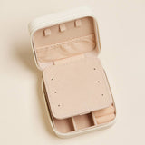 Pink Bow Pattern Portable Square Jewelry Box: Ivory