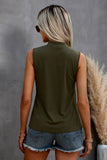 Solid Cold Cut Out Shoulder Sleeveless Top - Olive
