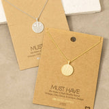 Gold Dipped Sun Moon Round Coin Pendant Necklace: G