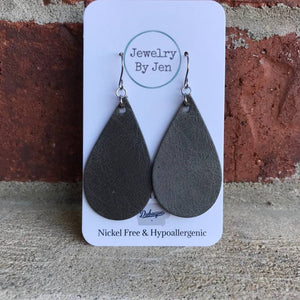 Medium Teardrop Earrings - Weathered Gray