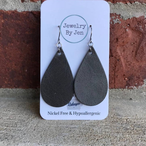 Medium Teardrop Earrings - Weathered Gray