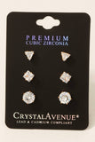 3Pc Mixed Cubic Zirconia Stud Earrings Set: G