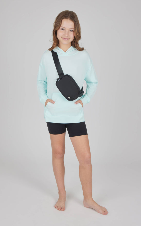 Girls Pullover Hoodie, Bike Short, Fanny Bag - 3 pcs Set