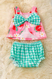 Watermelon Gingham Printed Baby Set