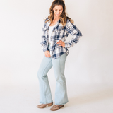 ADULT Hooded Navy Plaid Flannel
