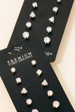 5 Pair Cz Stud Earrings Set: Silver