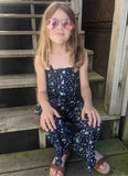 Girl's Navy Floral Jumpsuit