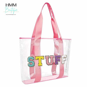 "Stuff" Chenille Letter Clear Tote Bag