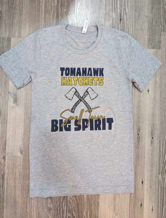 Small Town Big Spirit Tomahawk Hatchet Graphic Tee