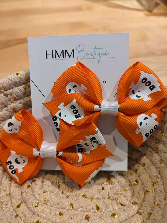 Halloween Hair Clips, Orange- Set of 2
