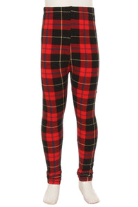 Girl's Buttery Soft Leggings - Red Plaid