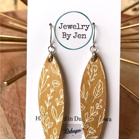 Skinny Leaf Mustard Floral Earrings