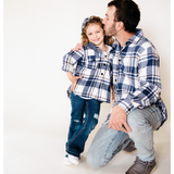 YOUTH Navy Hooded Plaid Flannel