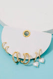 Pearl Heart Charm Mixed Hoop Earrings Set: GDCRM