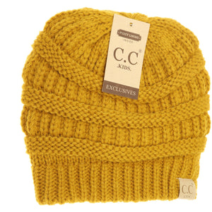 Kids Solid Fuzzy Lined CC Beanie KIDS25: Mustard