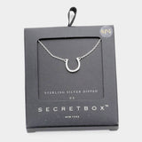 Secret Box Sterling Silver Dipped CZ Horseshoe Pendant Necklace