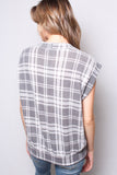 Women's Fuzzy Plaid Button Front Sweater Vest Top