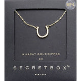 Secret Box 14K Gold Dipped CZ Horseshoe Pendant Necklace