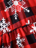 Toddler Buffalo Plaid Snowflake Long Sleeve Dress