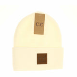 Unisex Classic Oversized Logo CC Beanie: Ivory