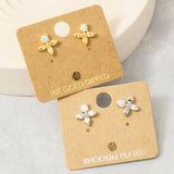 Gold Dipped Mini Opal Flower Stud Earrings: G