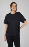 Women's Super Soft Boxy Full Length T shirts - 2 Pack: Black/White
