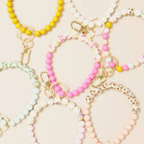 Ceramics Beaded Bracelet Key Chain: Purple
