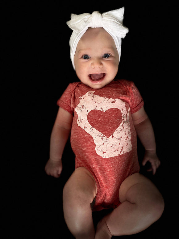 Wisconsin Heart Baby Onesie