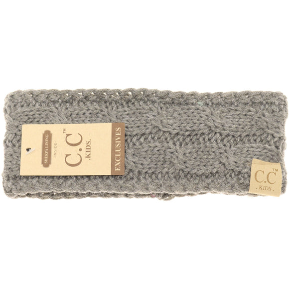 KIDS Solid Cable Knit CC Head Wrap: Lt. Grey