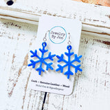 Snowflake Earrings: Blue Fine Glitter