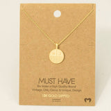 Gold Dipped Sun Moon Round Coin Pendant Necklace: G