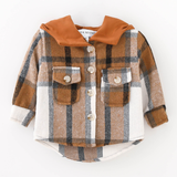 YOUTH Hooded Brown & Gray Flannel Jacket