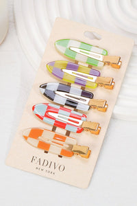 5 PC Checkered Hair Clips