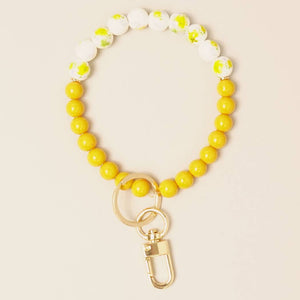 Ceramics Beaded Bracelet Key Chain: Yellow