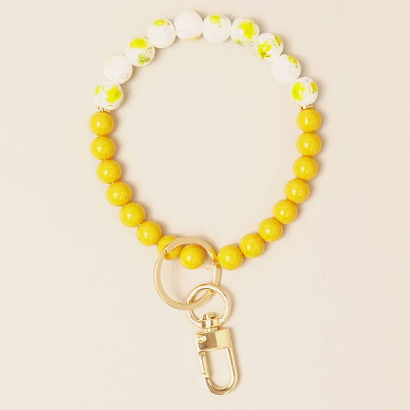 Ceramics Beaded Bracelet Key Chain: Yellow