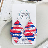 Diva Earrings: Red, White & Blue Brush Strokes