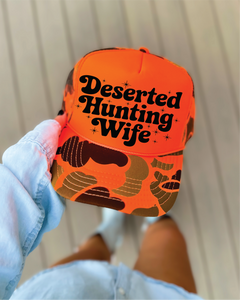 "Deserted Hunting Wife" Orange Camo Trucker Hat