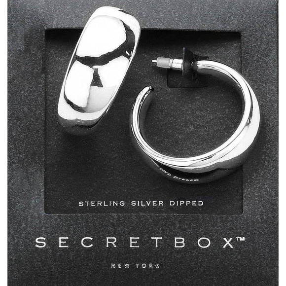 Secret Box 14K Gold Dipped Chunky Hoop Earrings: Silver