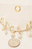 Pearl Charm Hoop Earrings Set: GDCRM
