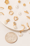 Ten Pair Pearl Studs & Charms Flower Studs Earrings Set