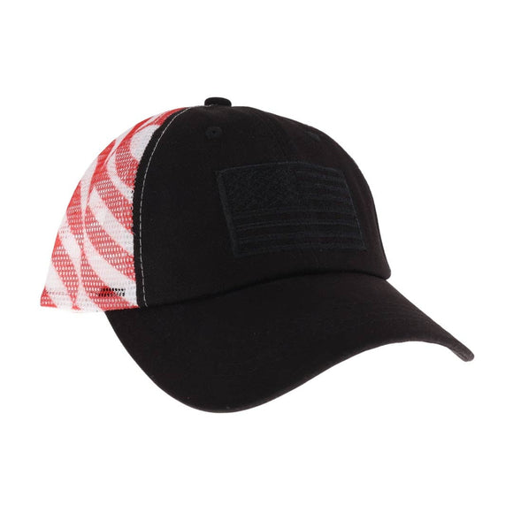 Unisex Embroidered USA Flag Mesh Back C.C Ball Cap: Black