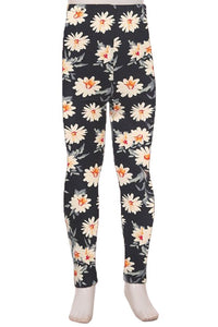 Girl's Buttery Soft Leggings - Daisies