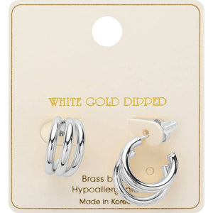 14K Gold Dipped Triple Hoop Tango Earrings: Silver