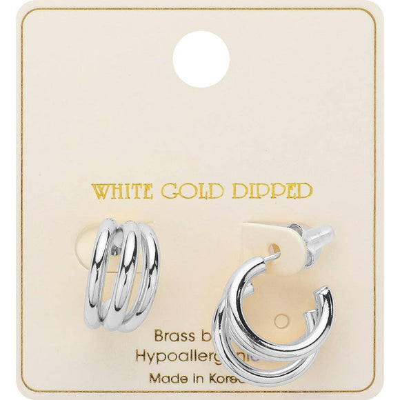 14K Gold Dipped Triple Hoop Tango Earrings: Silver