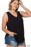 Curvy Sleeveless V-Neck Top - Black