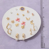 Ten Pair Assorted Butterfly Flower Earrings Set